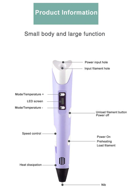 3D Pen Drawing Printing Pen With LCD Screen