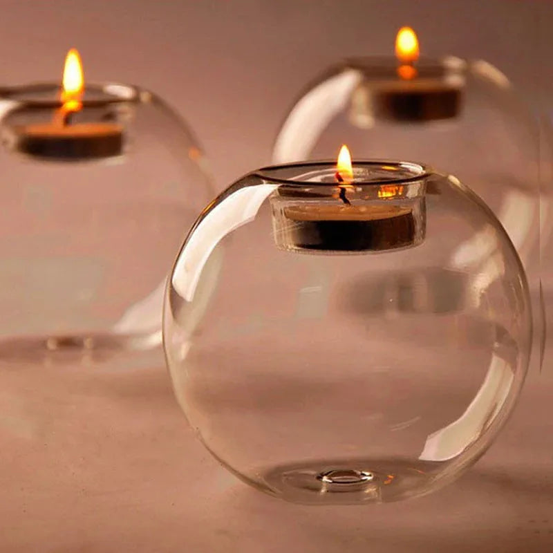Elegant Round Glass Candle Holders