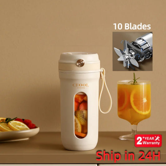 10 Blades Electric Portable Blender 350ML Juicer Fruit Mixers