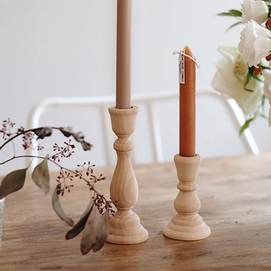 Wooden Candlesticks Unfinished DIY Classic